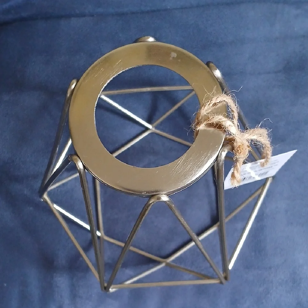 Geometric Brushed Nickel Caged Lamp Shade/Candle Holder